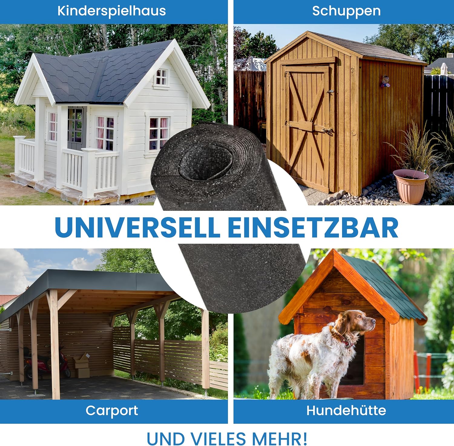 Bitumen Dachpappe schwarz Bitumenbahn zur Dacheindeckung Dachbahn inkl. 100 Stück Dachpappnägel