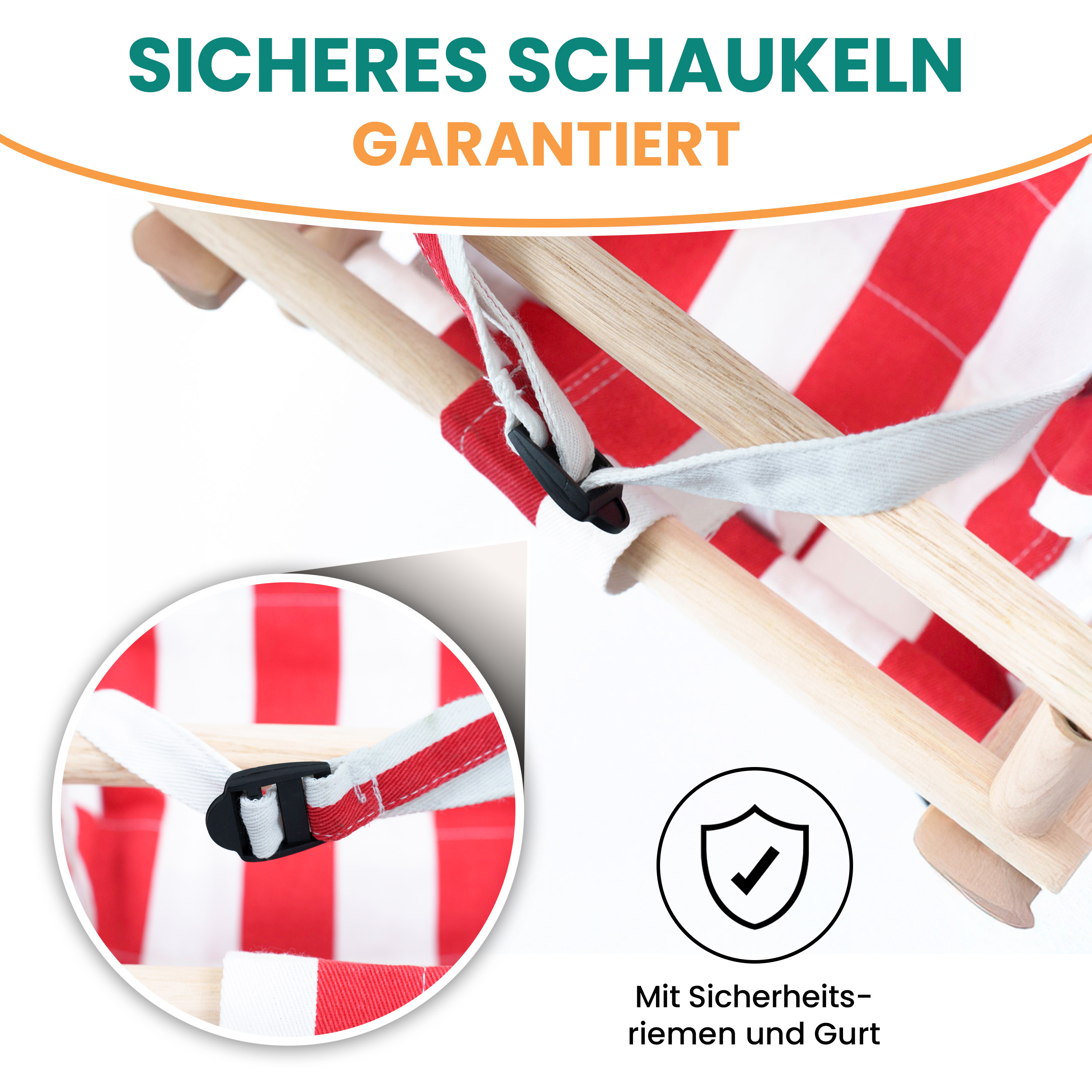 Babyschaukel Kinderschaukel aus Holz Stoff Schaukel zum Aufhängen