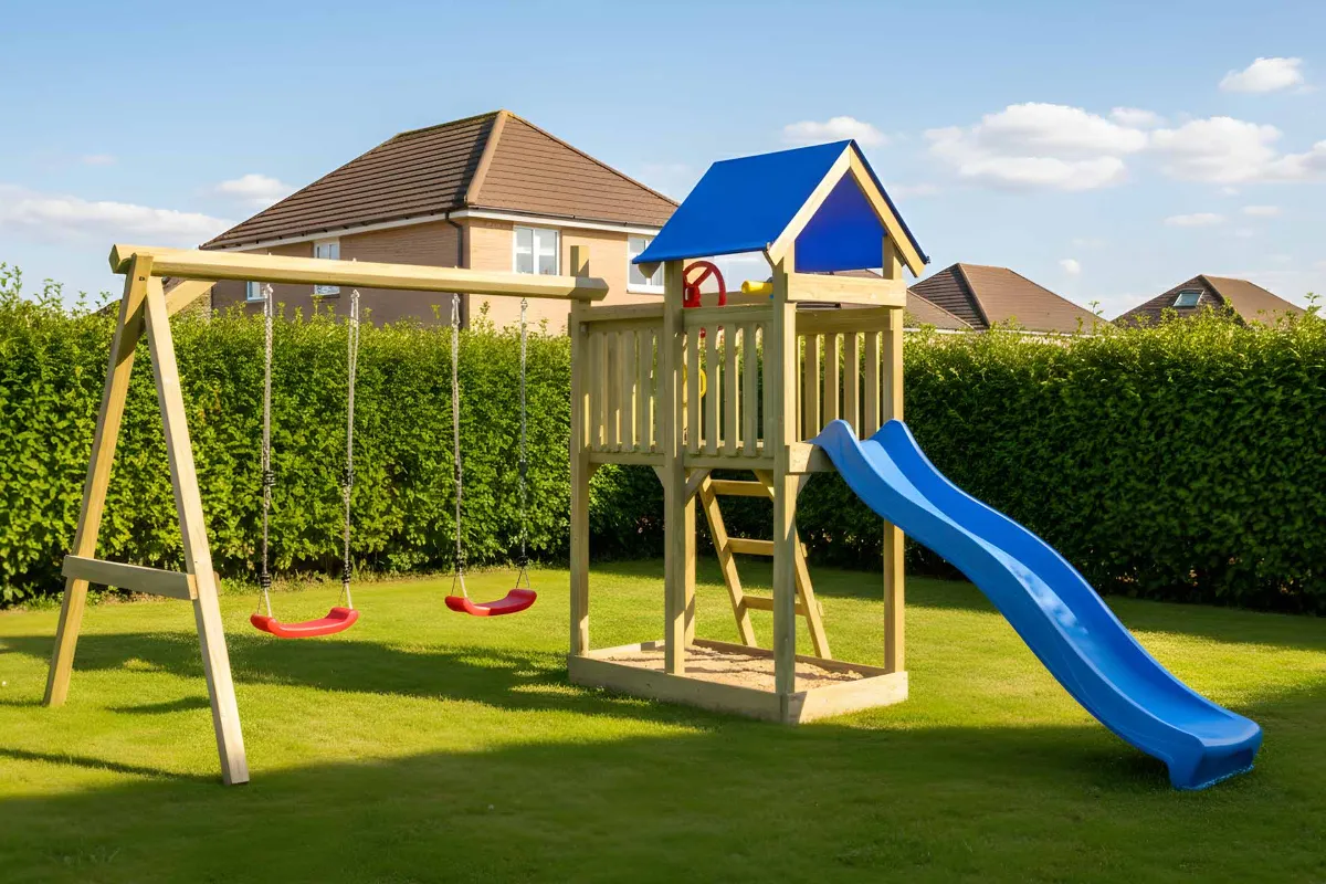 Spielturm Lucia Fun mit Podest und Doppelschaukel