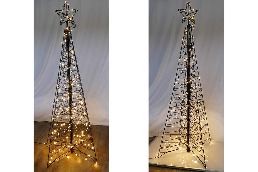 Künstlicher LED-Weihnachtsbaum 1,5 m mit Stern 3D-Baum 260 warmweiß LED außen und innen