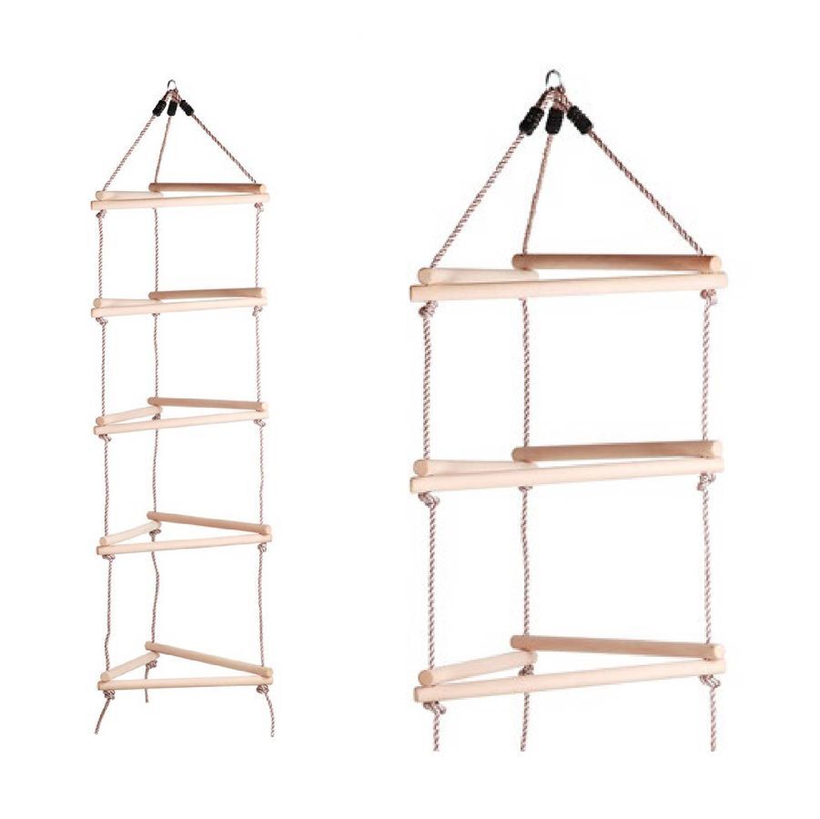 Strickleiter 2 m mit Holzsprossen 5 Ebenen für Kinder Kletterleiter für Spielturm