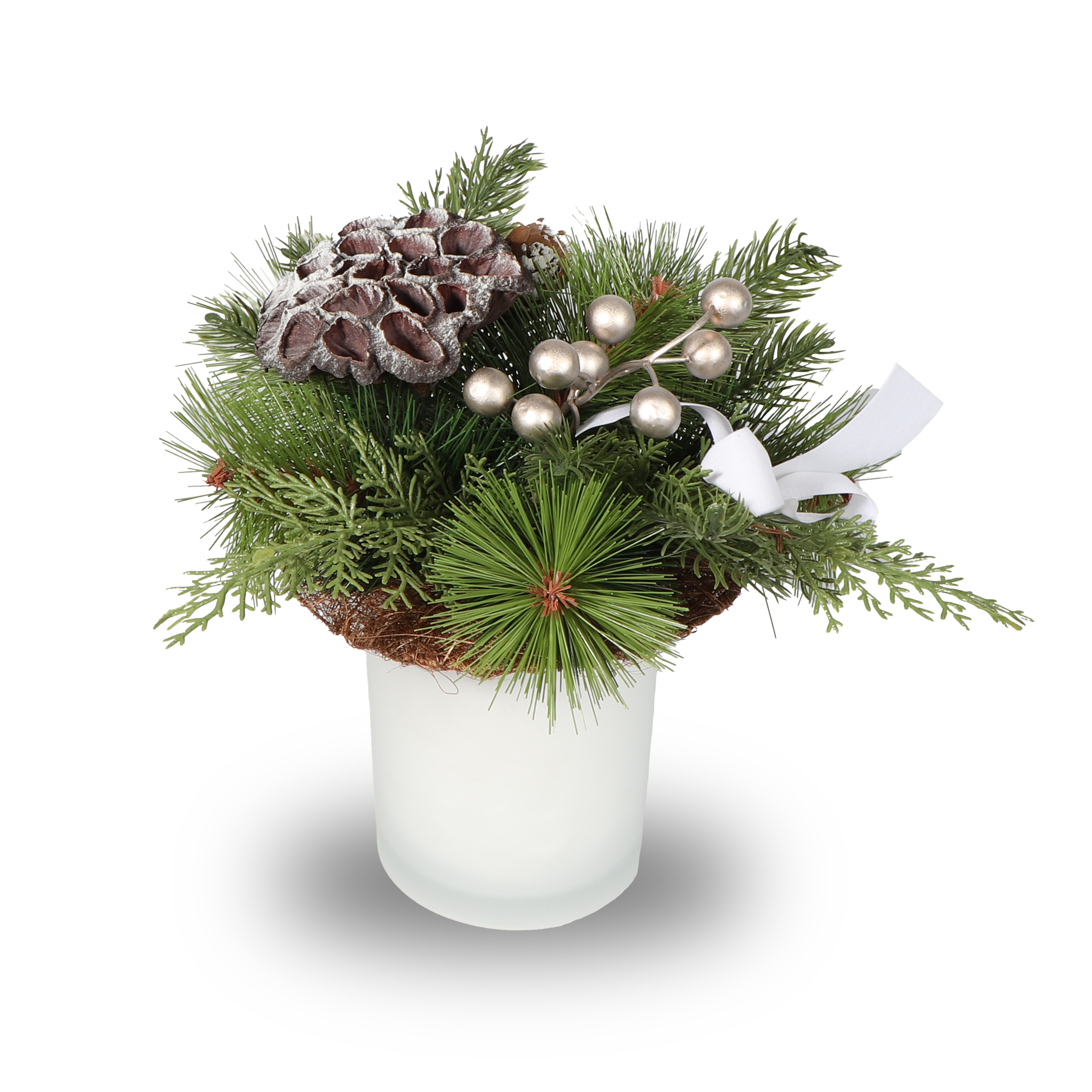 Adventsgesteck im Glas Ø24 cm fertig dekoriert 