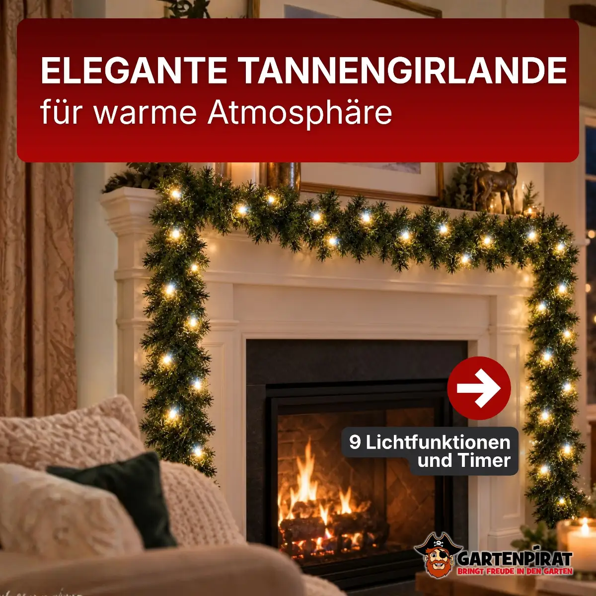 Girlande mit 9 Lichtfunktionen & Memory-Funktion