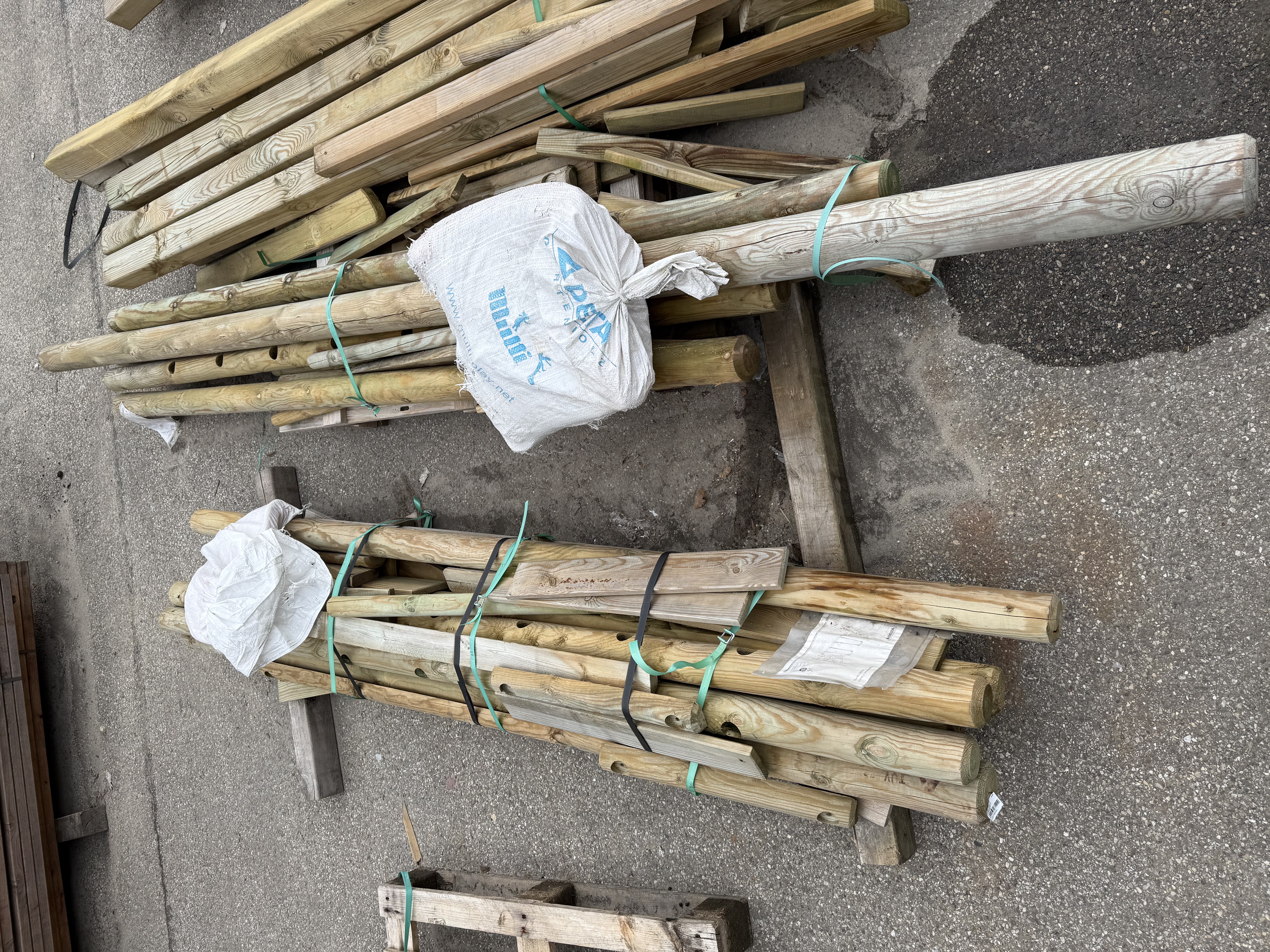 B-Ware Classic Schaukelgestell 430x190x220 cm Kiefer KDI Doppelschaukel mit Kletterseil Podest und Rutsche 290 cm blau