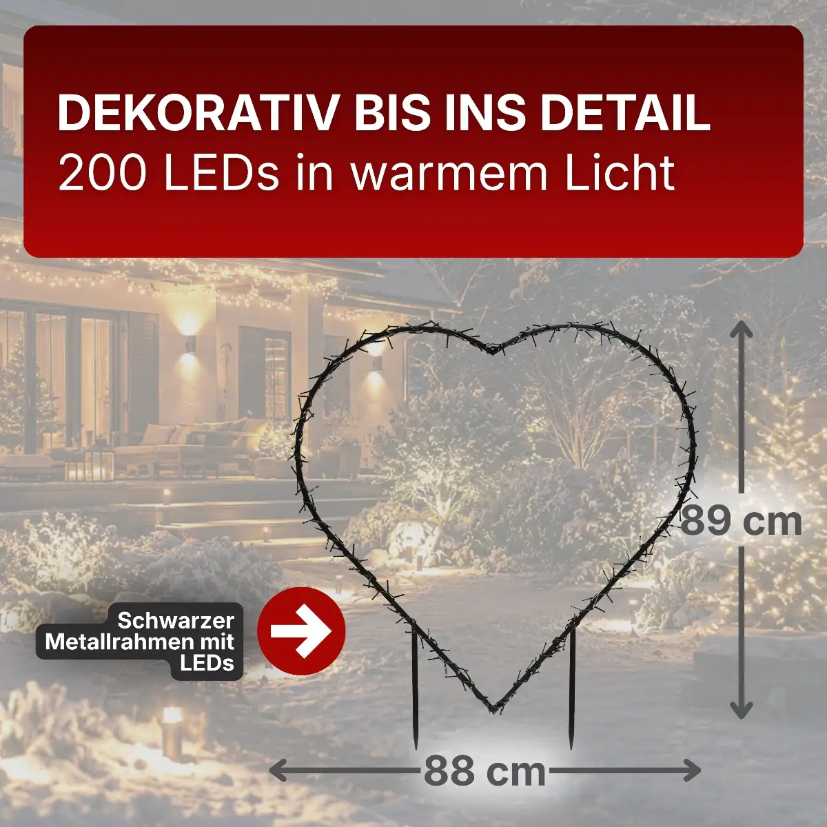 Weihnachtsdeko außen Figuren Herz Beleuchtung