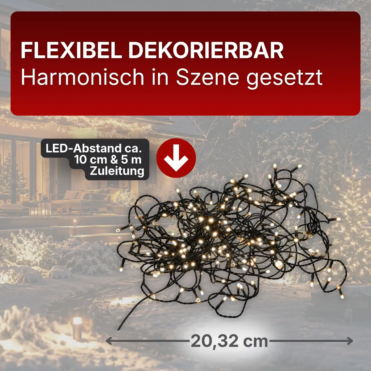LED Lichterkette 20,32 m mit 200 DUAL-LEDs