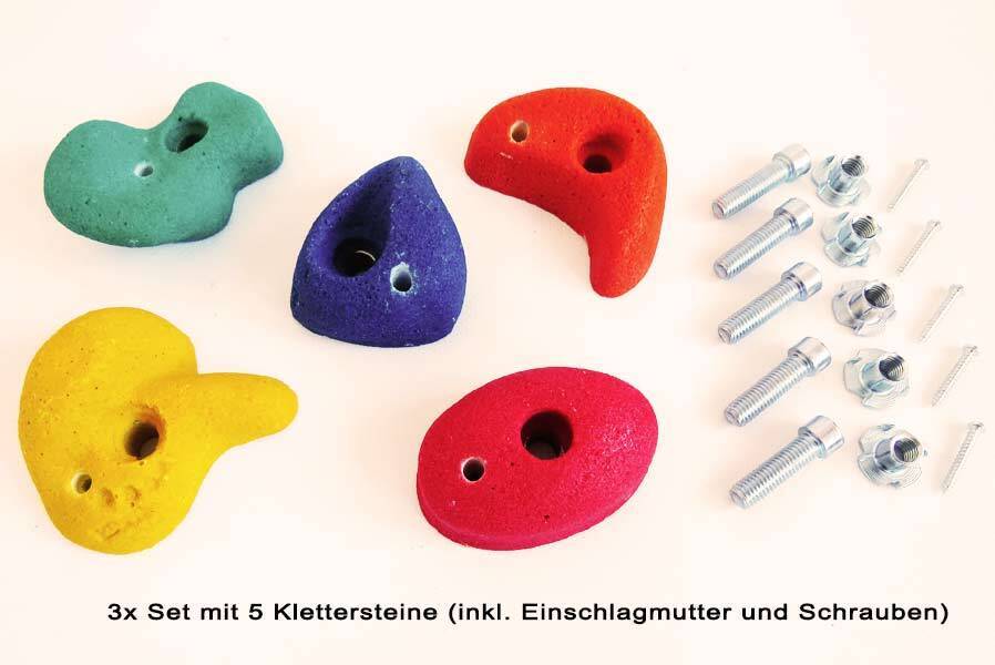 15er Set Klettersteine klein Klettergriffe für Kletterwand Spielturm