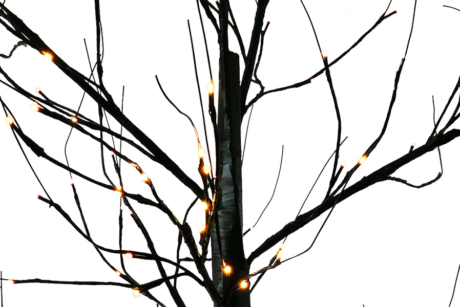 detail-lichterbaun Baum 200 cm schwarz mit beleuchteten Zweigen 168 LED warmweiß LED-Lichterbaum