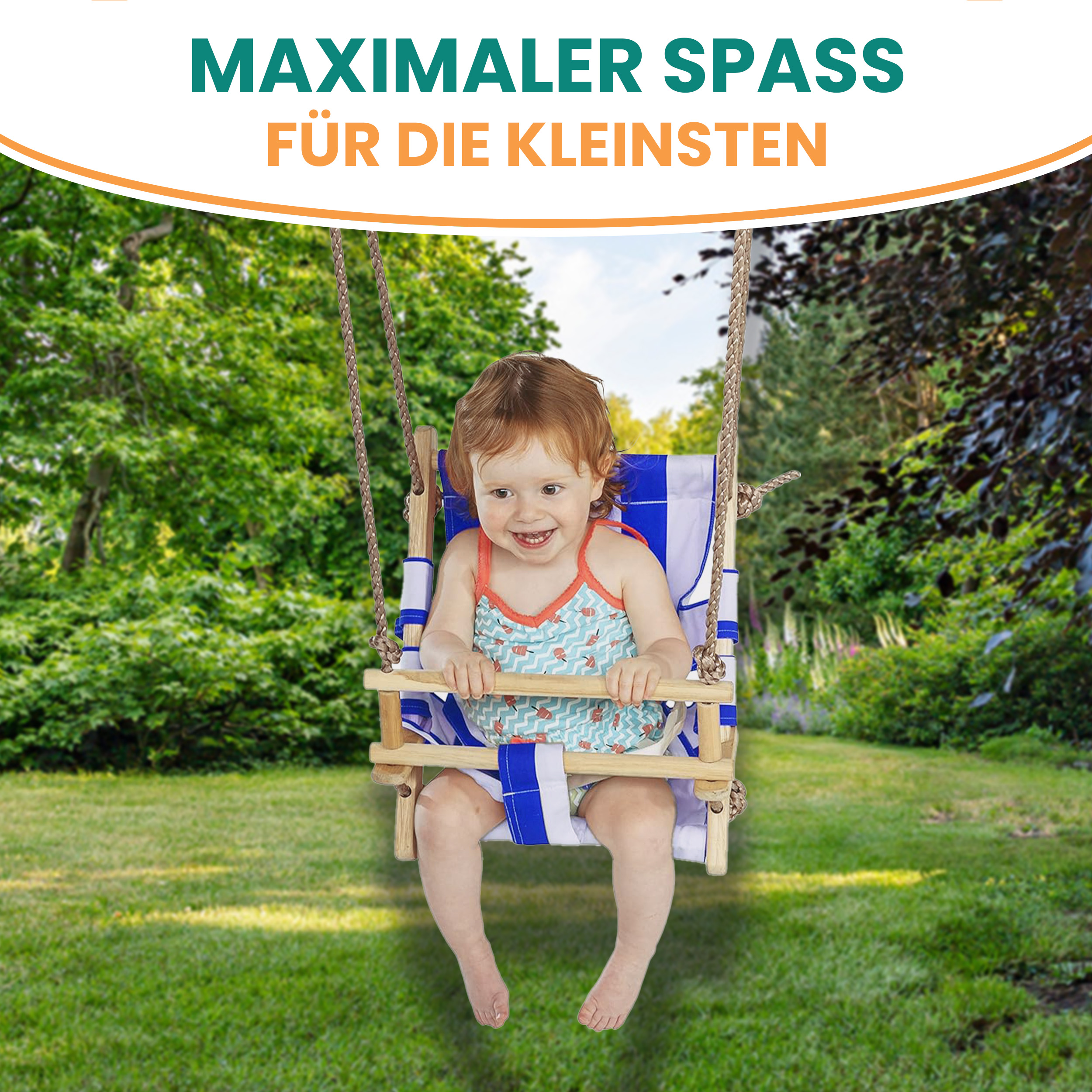 5TeOcBVQ4nihIT Babyschaukel Kinderschaukel aus Holz Stoff Schaukel zum Aufhängen