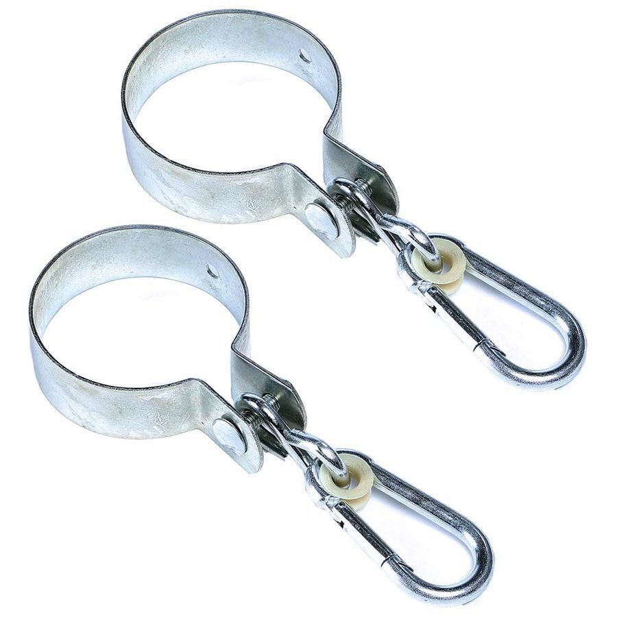 Schaukelhaken für Rundholz mit Karabinerhaken Schaukelschelle rund Manschettenhaken