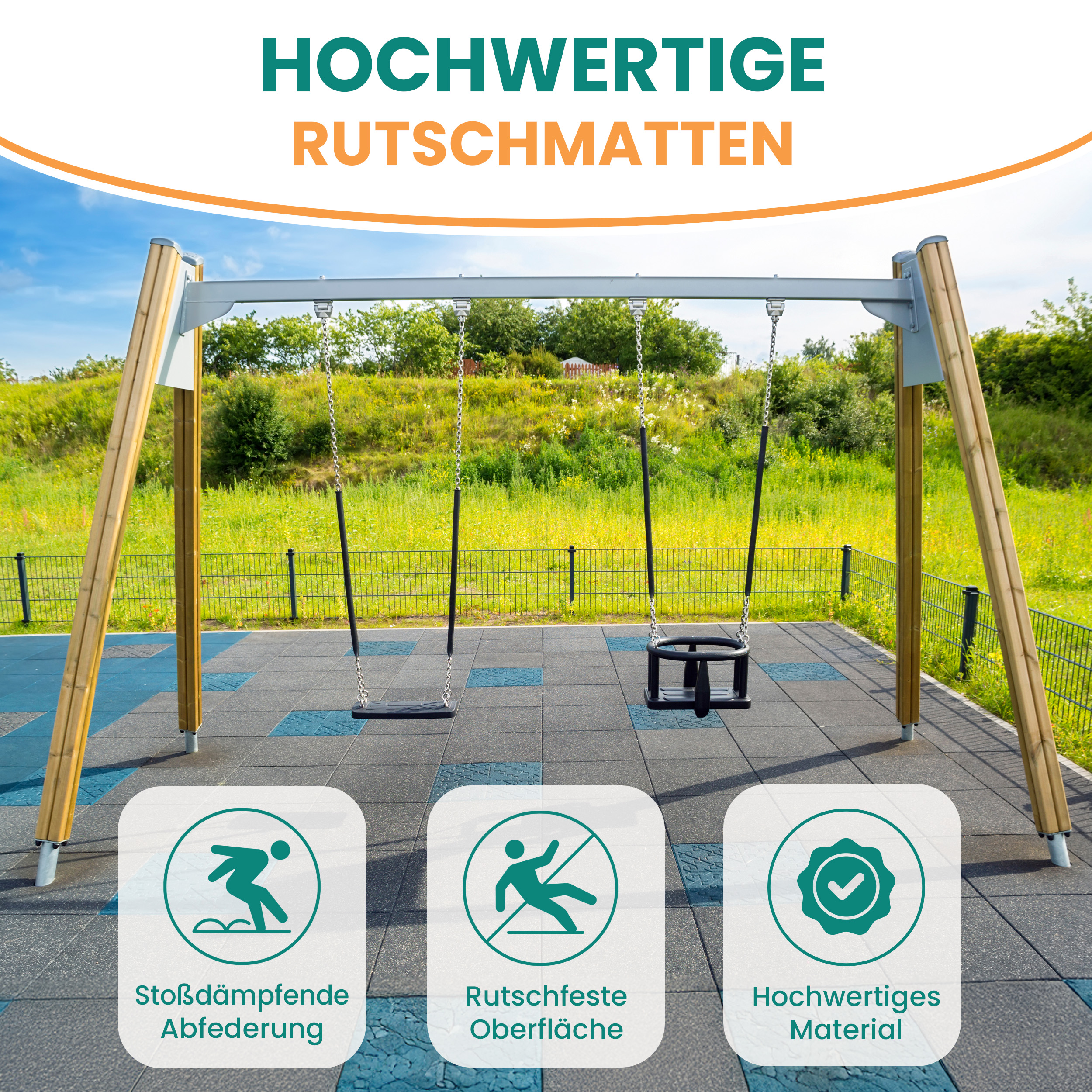 Fallschutzmatte 50x50 cm Gummimatte für Spieltürme Schaukel Rutsche Outdoor