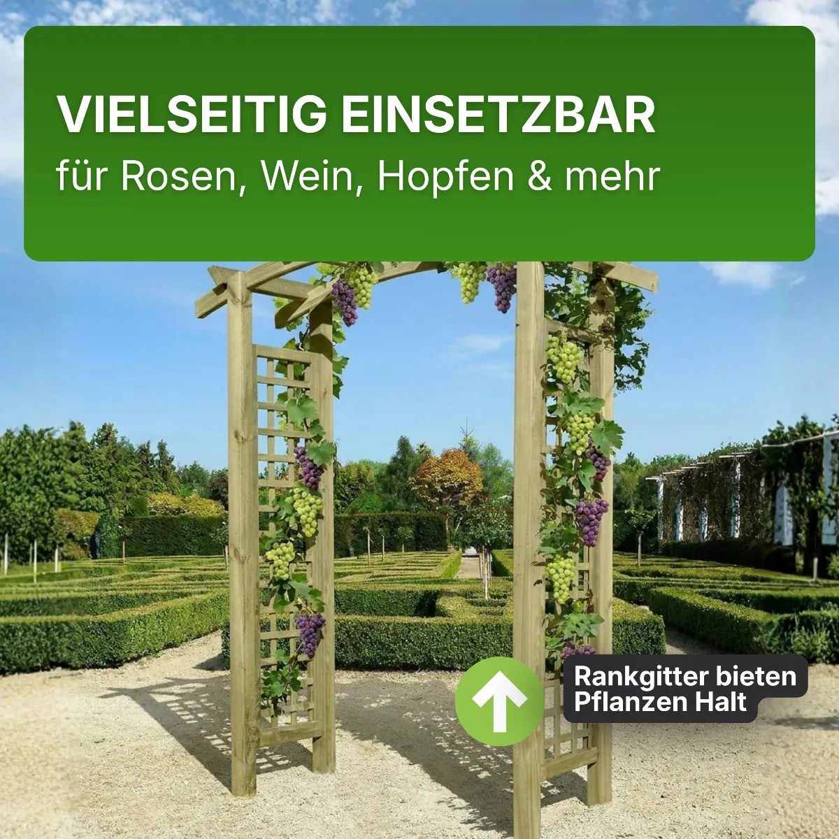 Torbogen Pergola Holzbogen aus Holz KDI mit Rankgitter Rosenbogen Rankhilfe