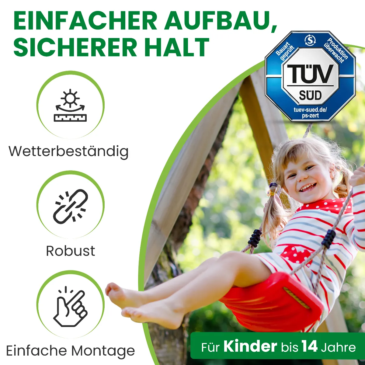 Gartenpirat Schaukelgerüst Typ 4.2 mit Doppelschaukel & Rutsche