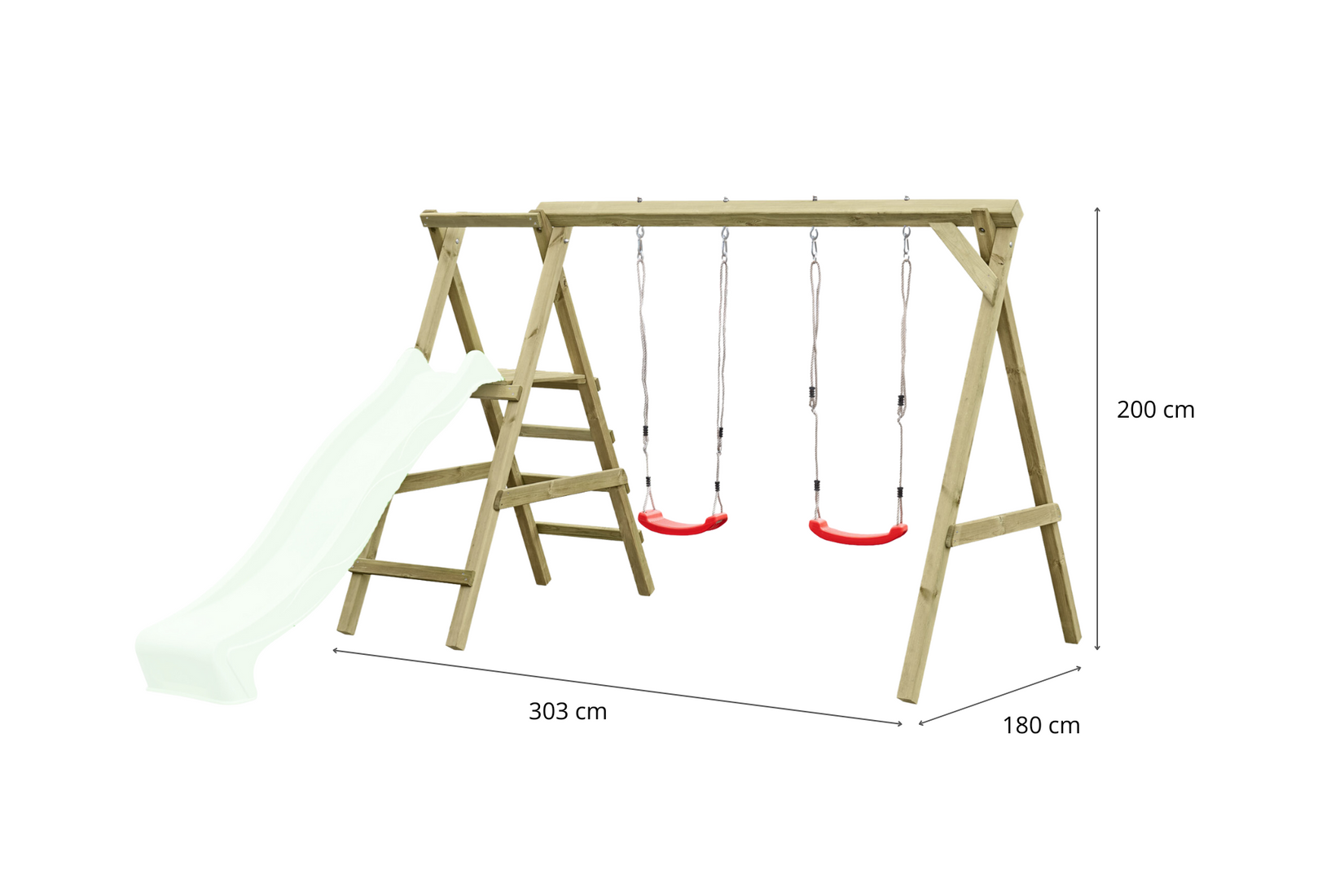 Schaukelgerüst Typ 4.2 mit Doppelschaukel und Rutsche für Kinder