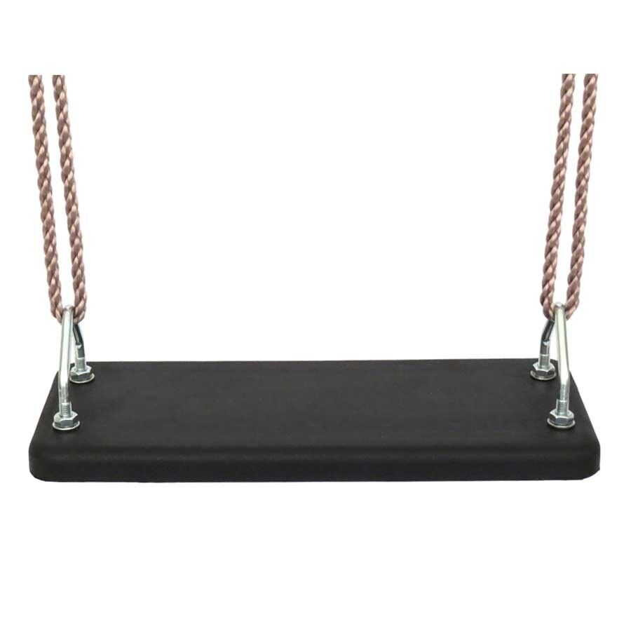 Robuster Schaukelsitz aus Gummi in schwarz mit Seil Schaukelbrett für Kinder