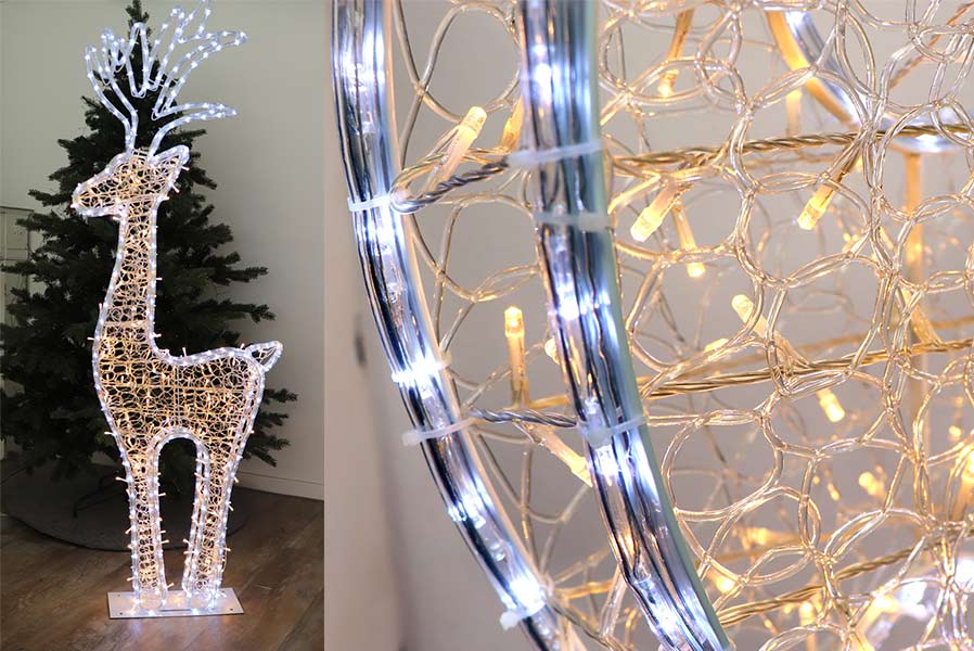 3D-Rentier XXL 562 LED 150 cm hoch warm-/kaltweiß Weihnachten außen