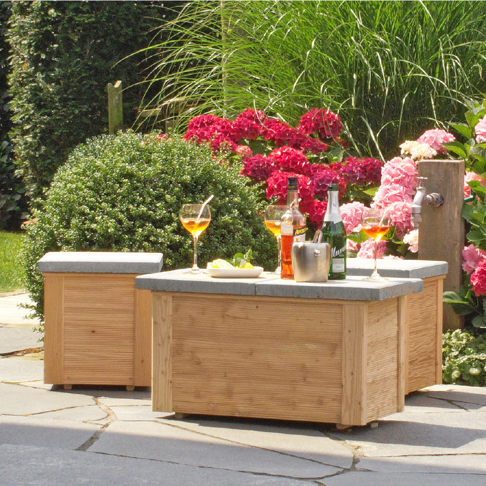 Pflanzkastensystem Astrantia aus Lärchenholz Natur massiv Blumenkasten