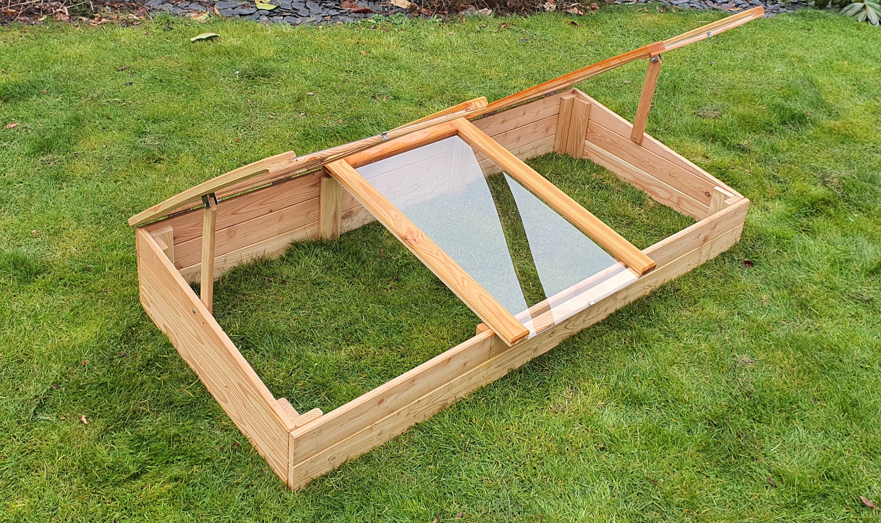 Frühbeet Kräuterbeet 180x80x21/30 cm aus Lärchenholz passend für Hochbeete