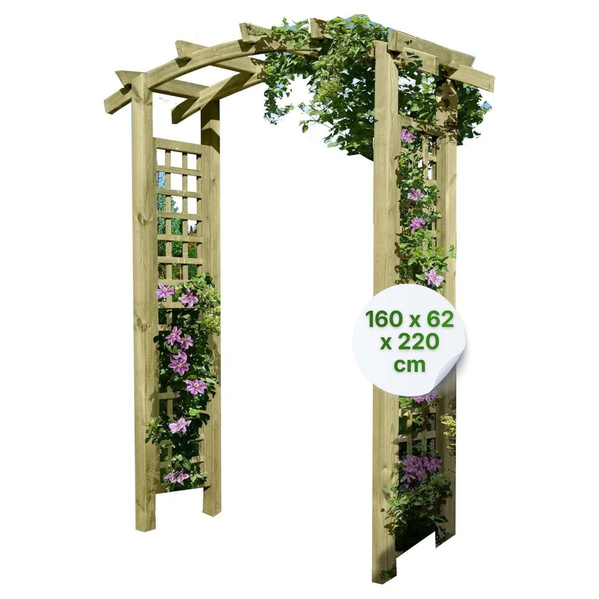 Torbogen Pergola Holzbogen aus Holz KDI mit Rankgitter Rosenbogen Rankhilfe