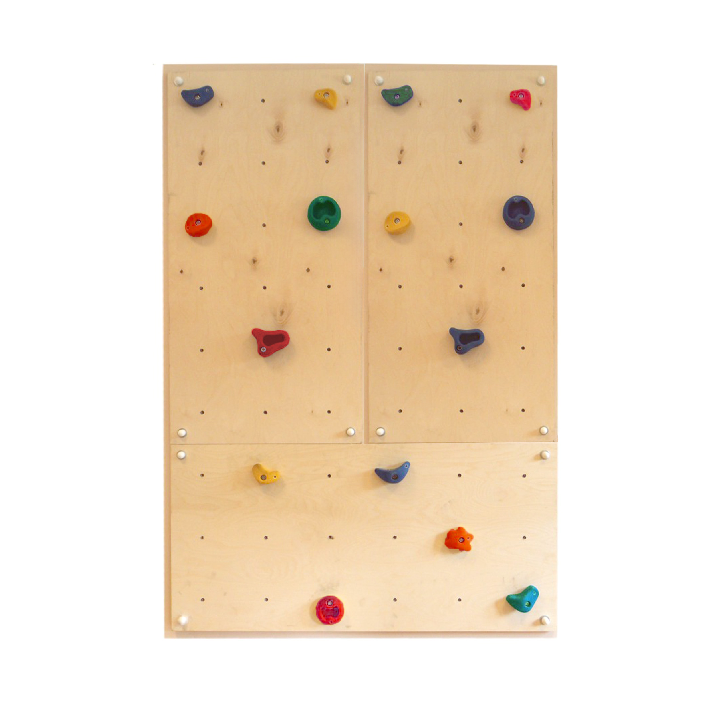 Kletterwand Indoor mit bunten Klettersteinen und Montagematerial für Kinder und Erwachsene