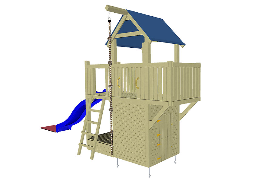 Spielturm Galeone mit Spielhaus, Kletterwand und Rutsche