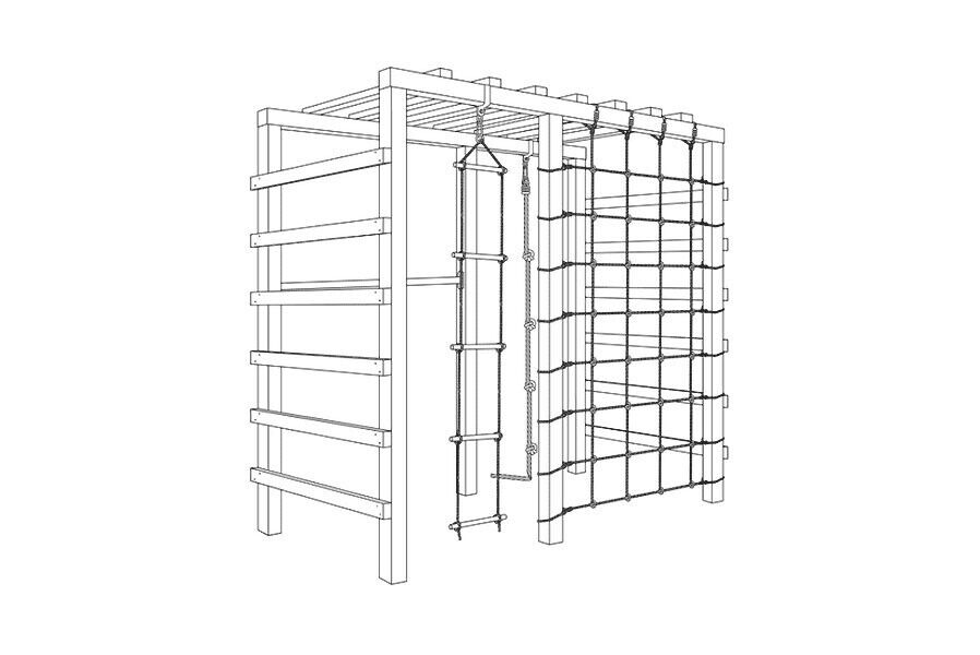 Spielgerüst mit Kletternetz und Turnreck für Kinder Klettergerüst für den Garten