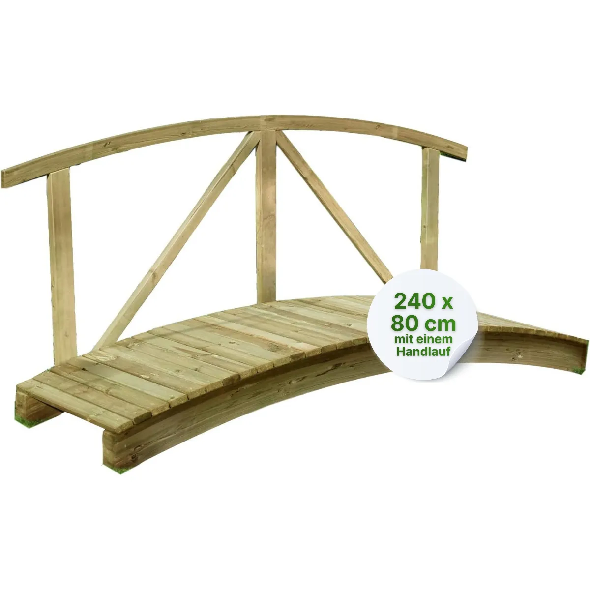 Holzbrücke mit Handlauf aus Kiefernholz KDI Gartenbrücke Teichbrücke Steg