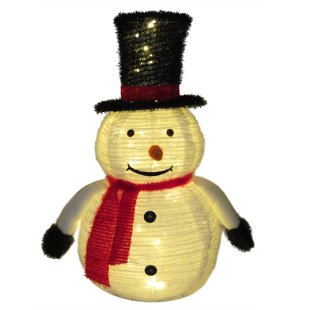 Schneemann 75 cm Beleuchtete Figur LED warmweiß Weihnachtsdeko Gartenfigur