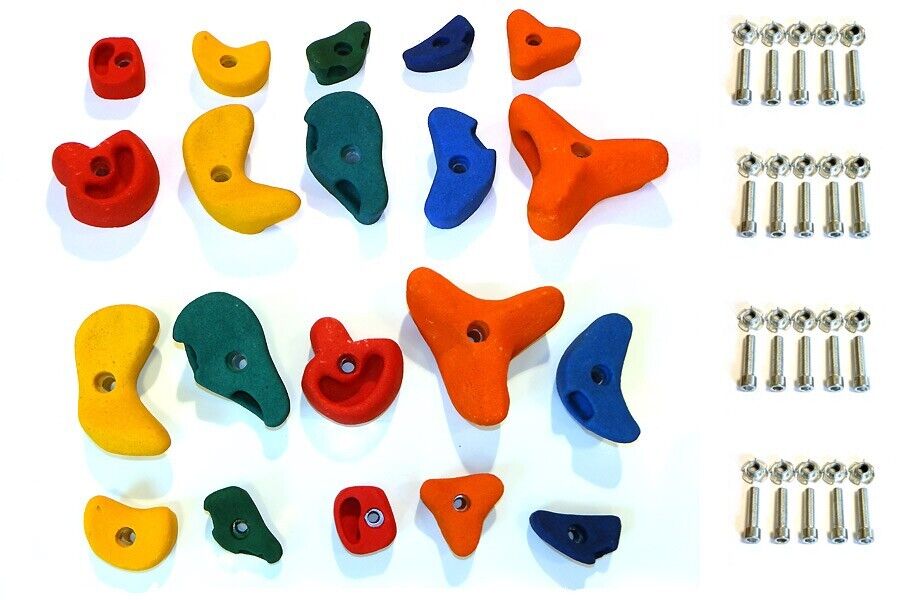 20er Set Klettersteine Mix Klettergriffe Kletterwand Zubehör für Spielturm Spielhaus