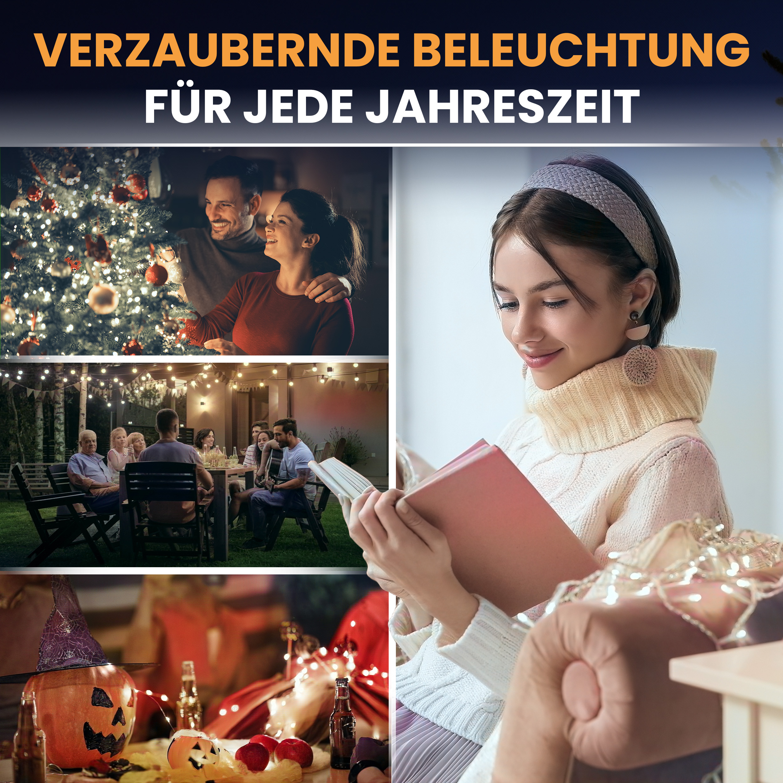 LED-Lichterkette Christbaum LED Lichterkette Dekobeleuchtung Timer 8 Programme Weihnachtsbeleuchtung