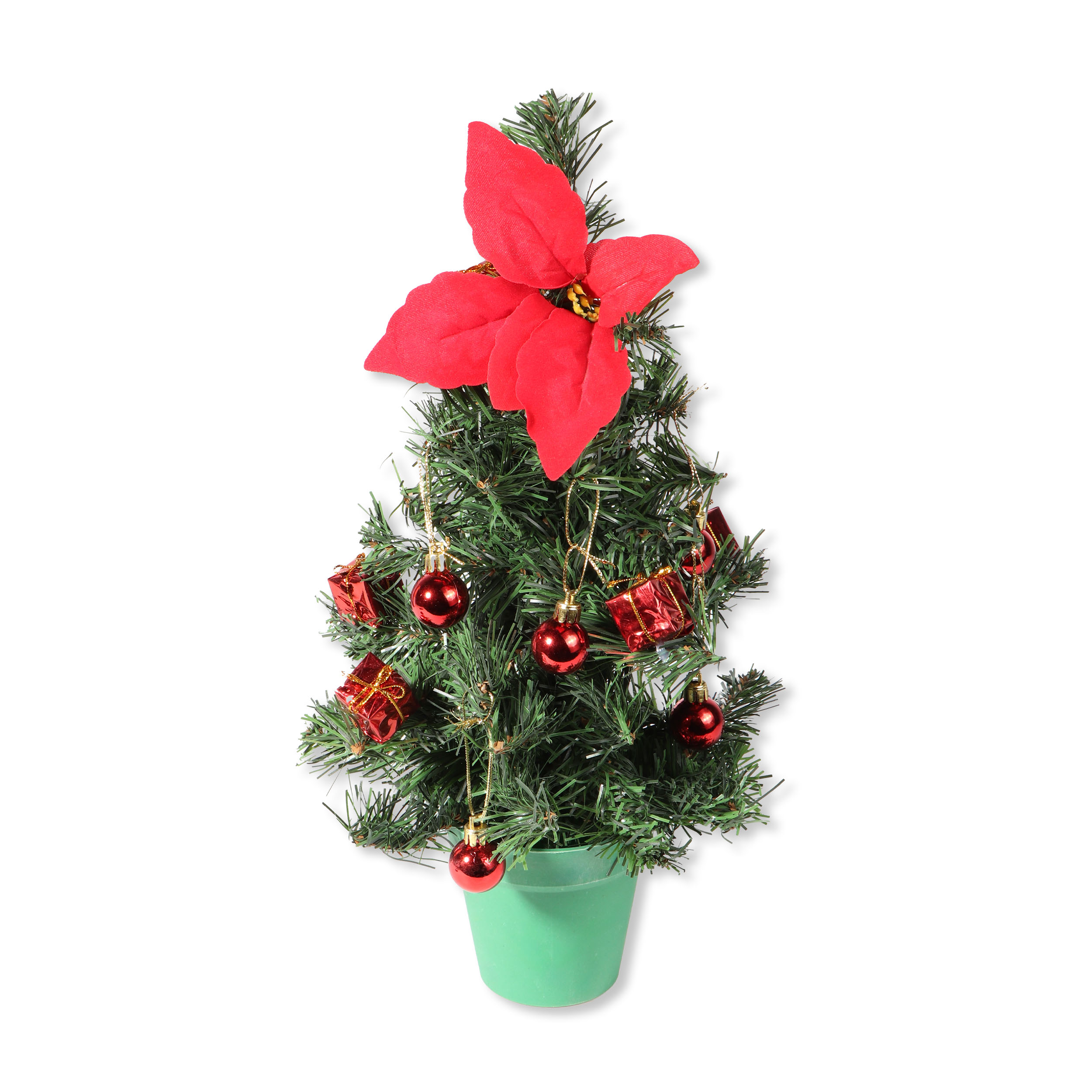 Künstlicher Mini-Weihnachtsbaum mit roten Kugeln – Perfekt für Deko