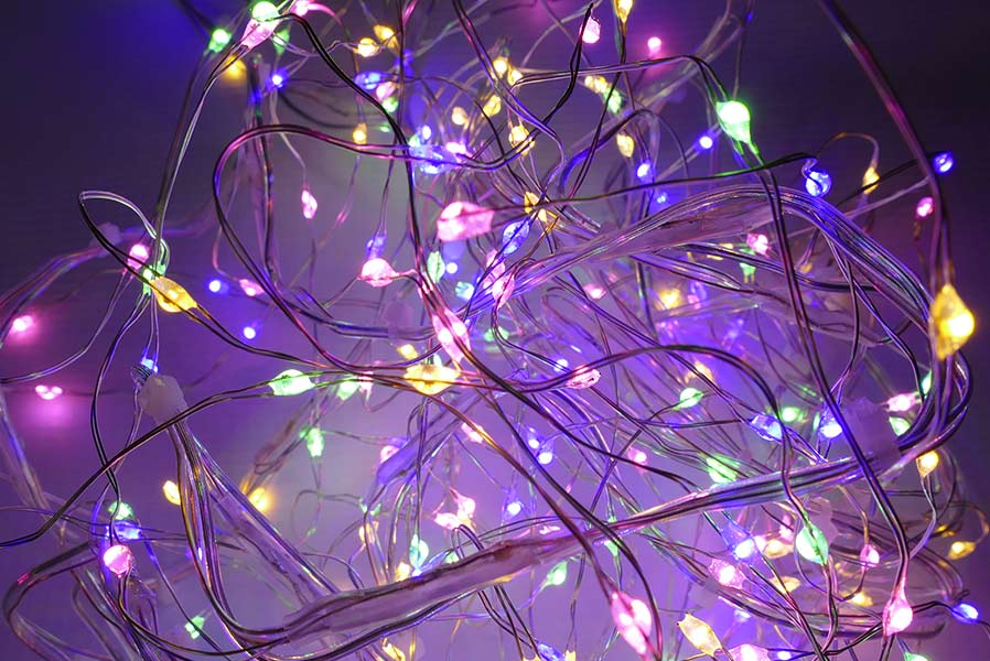 Eisregen Draht-Lichterkette 6m 450 Micro-LED bunt Weihnachten außen