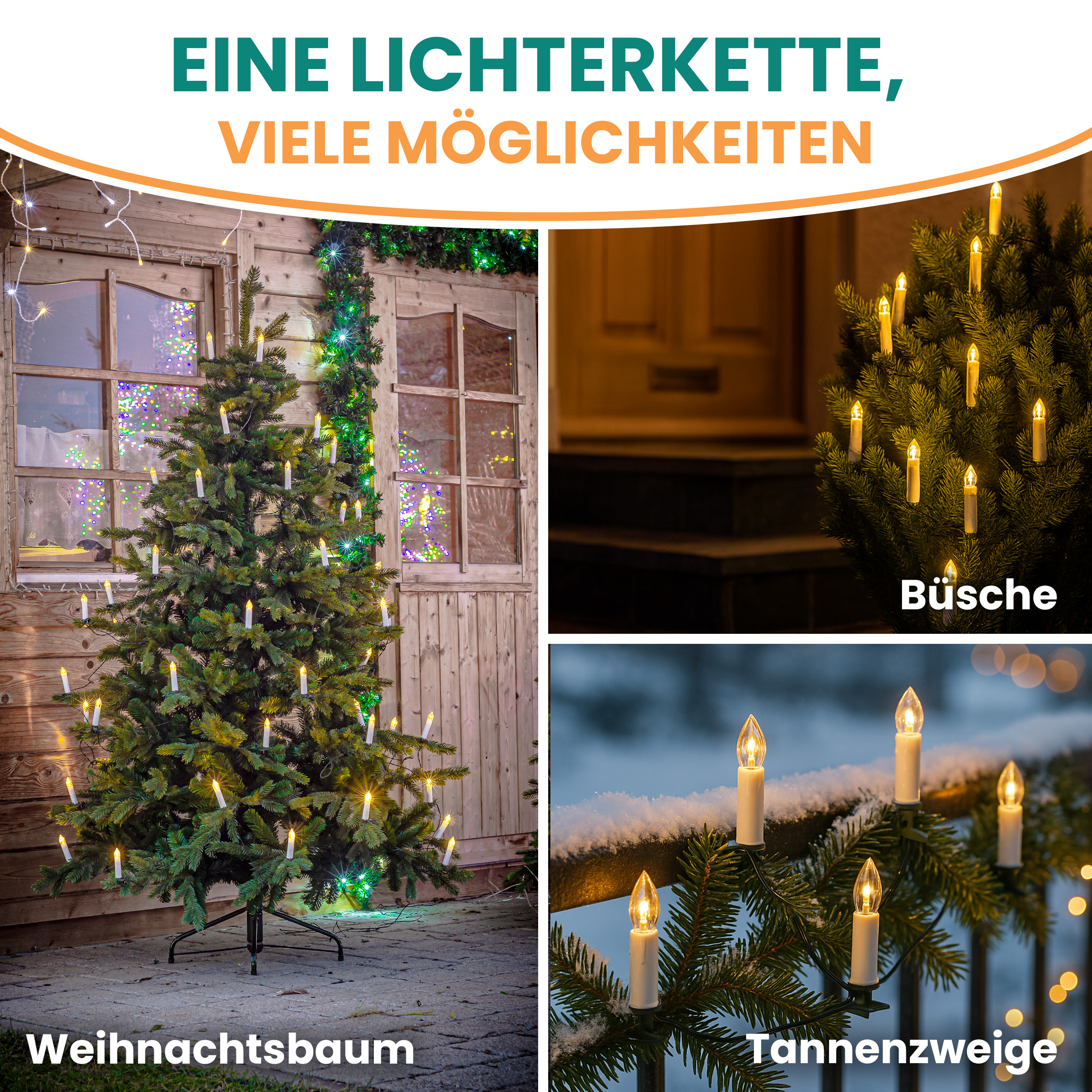 LED Baum-Lichterkette mit 50 LED-Kerzen – mit Timer