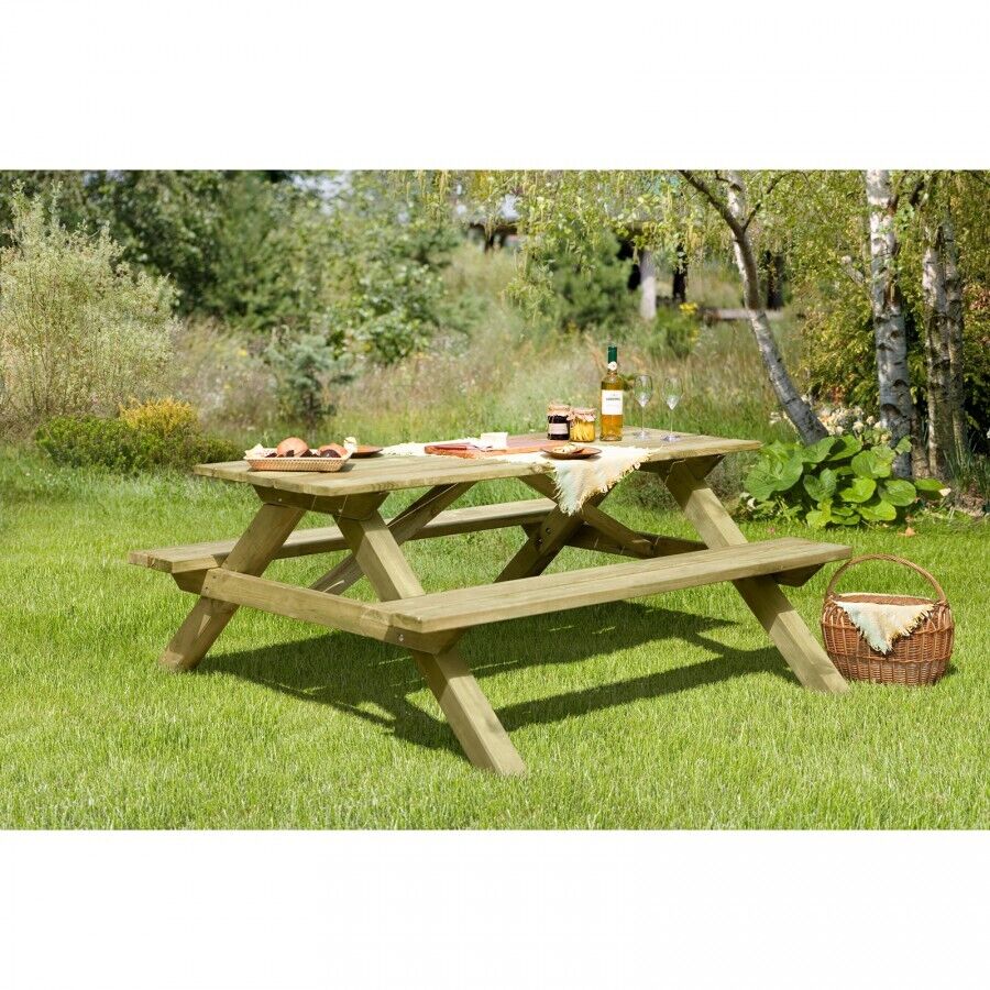 Picknicktisch aus Holz Tegernsee Festzeltgarnitur Gartentisch massiv Bierbank Garten