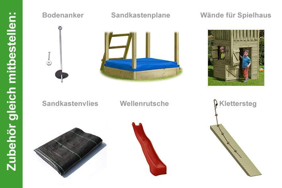 Spielturm Premium S für Kinder mit Sandkasten und Schaukel