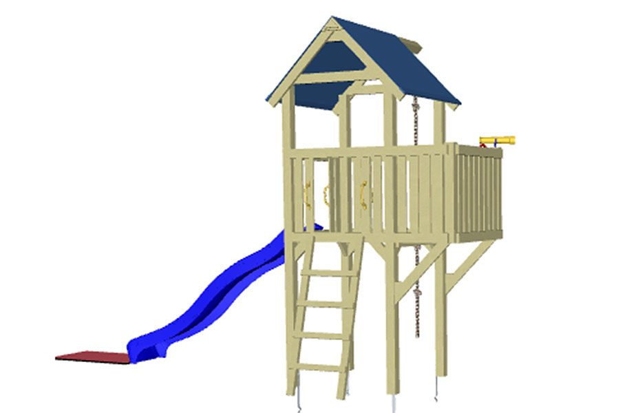 Spielturm Eroberer 118x118x350 cm mit Rutsche 300 cm