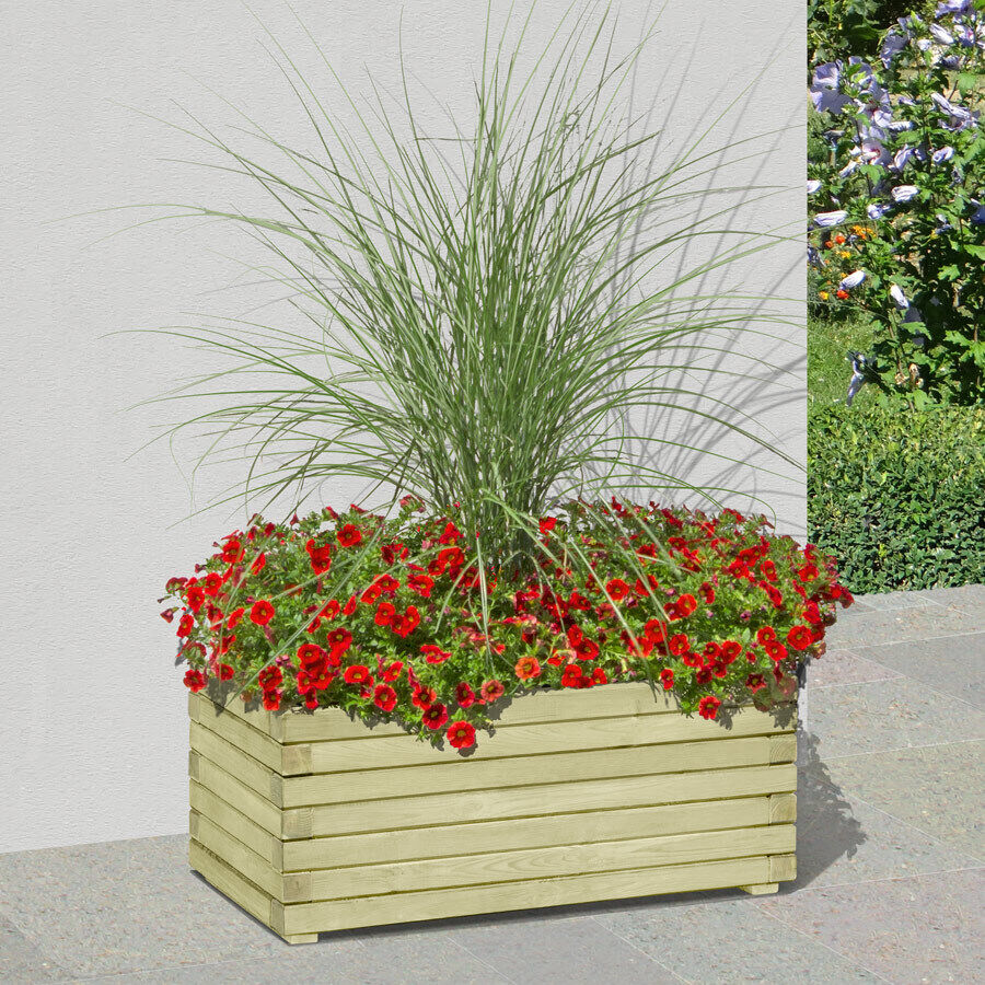 Pflanzkasten aus kesseldruckimprägniertem Holz Pflanzkübel rechteckig Blumenkasten