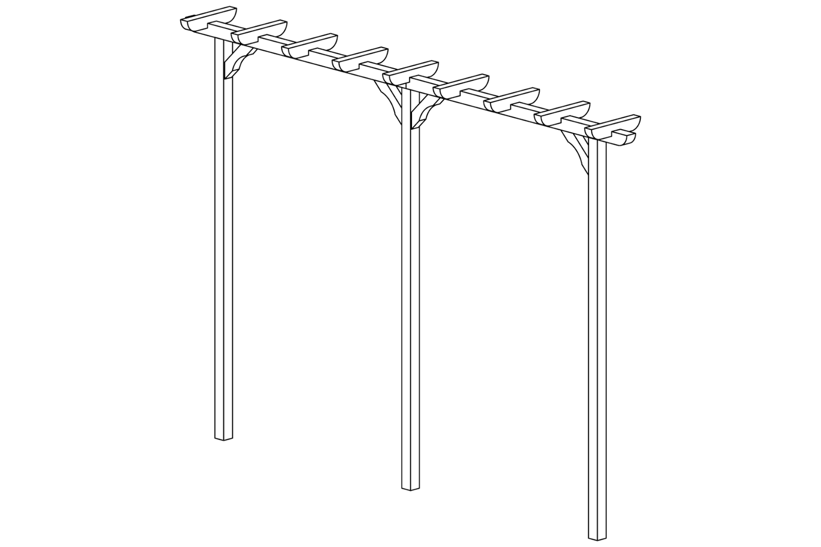 Pergola aus Holz 450 cm lang Torbogen Rankhilfe Rankgerüst Blumenbogen Spalier Rosenbogen