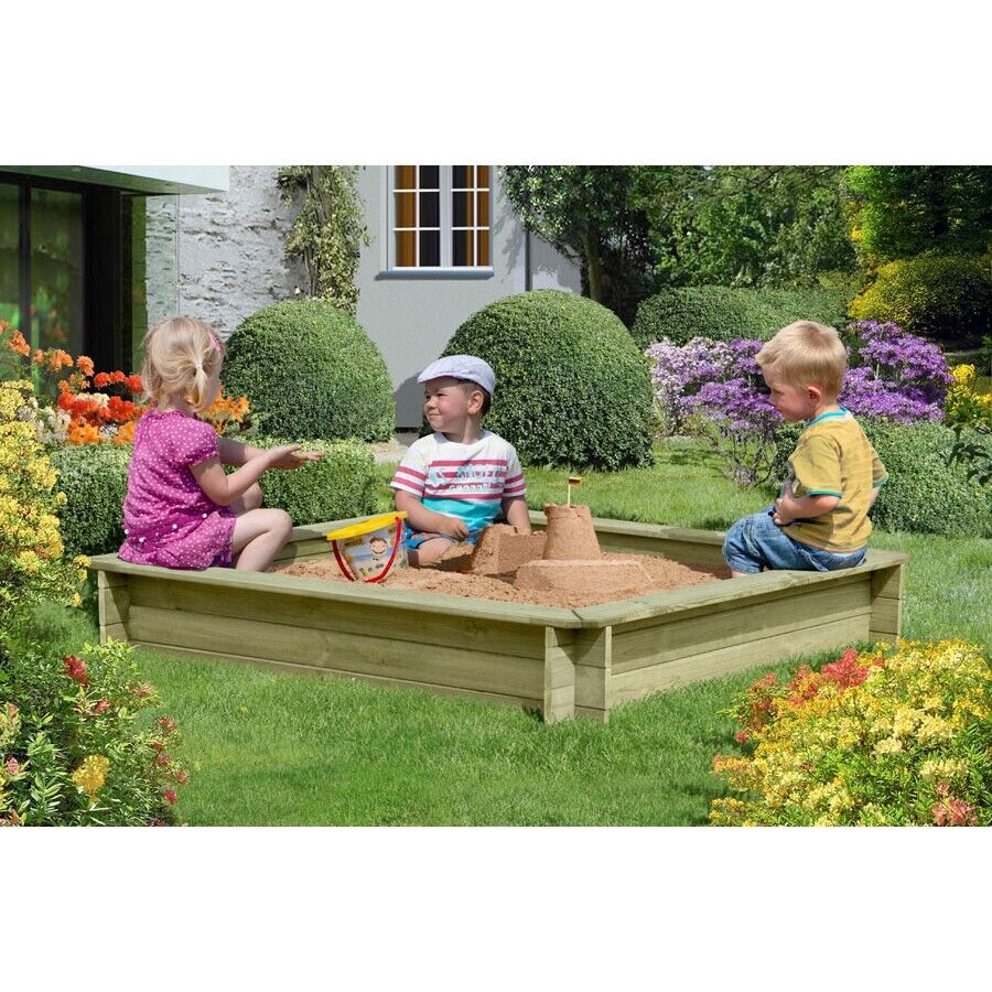 Sandkasten aus Holz imprägniert Aufbau mit Stecksystem