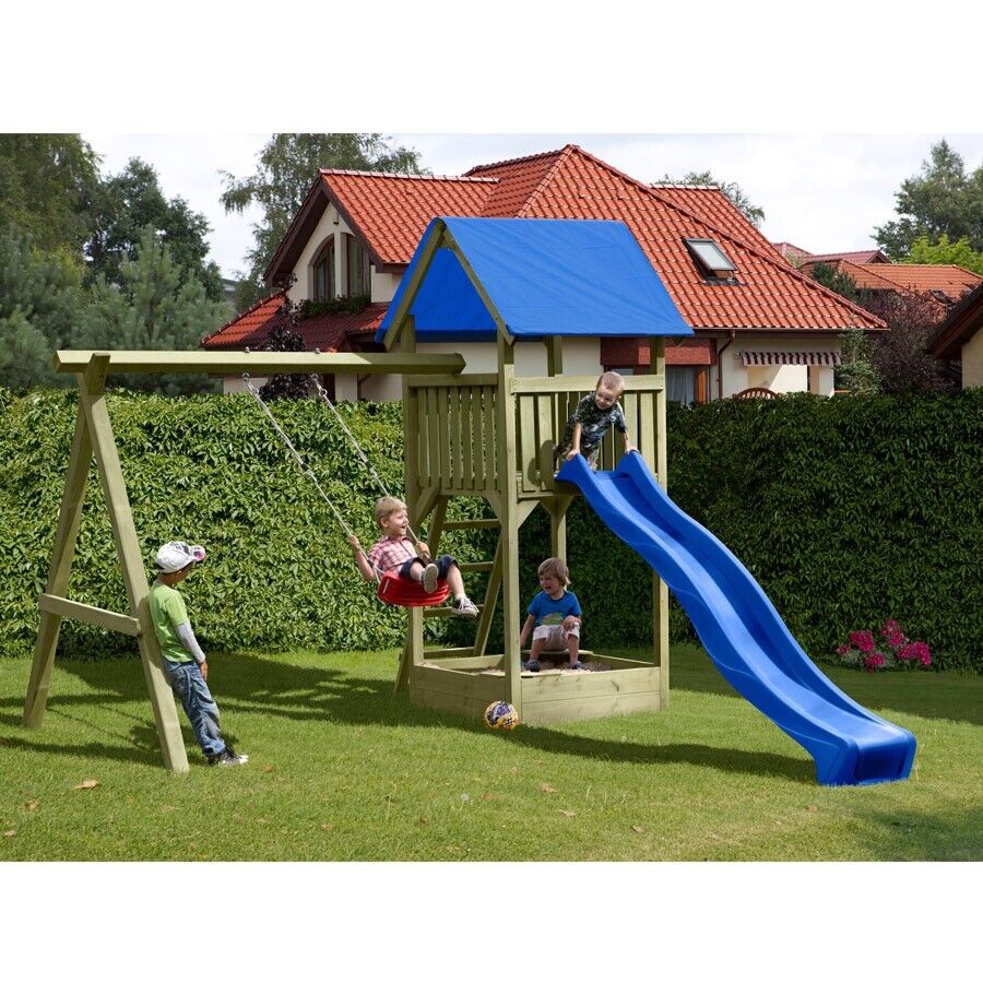 Spielturm Premium S für Kinder mit Sandkasten und Schaukel