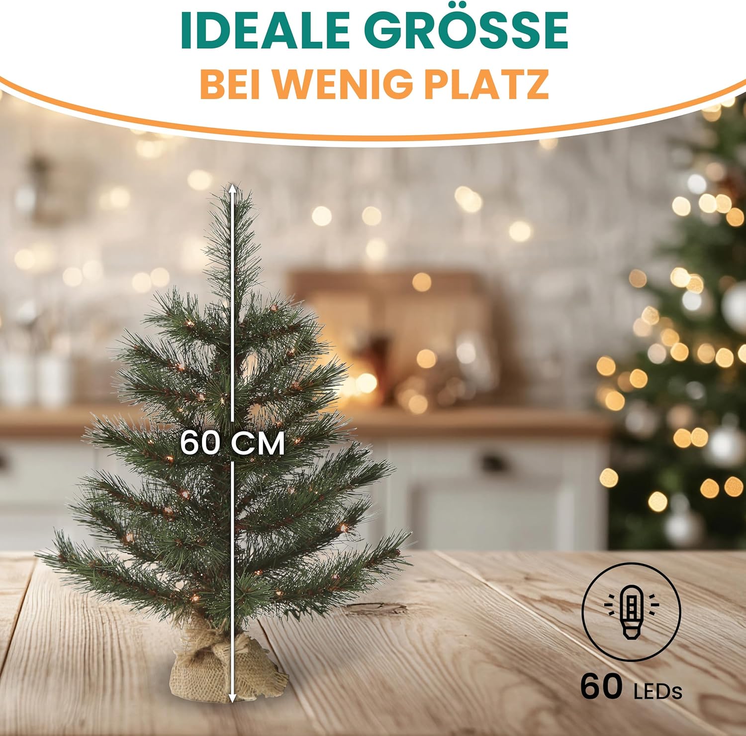 Künstlicher Weihnachtsbaum LED warmweiß kiefernähnlich mit Frosteffekt batteriebetrieben beleuchtet