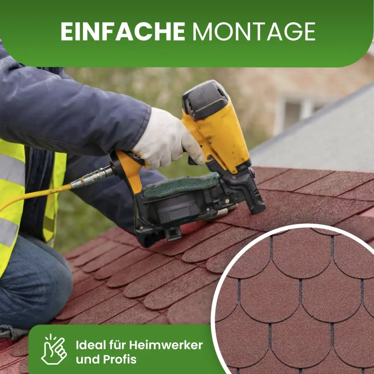 Bitumendachschindeln Biberschwanz Rot 2 m² Dachdeckung