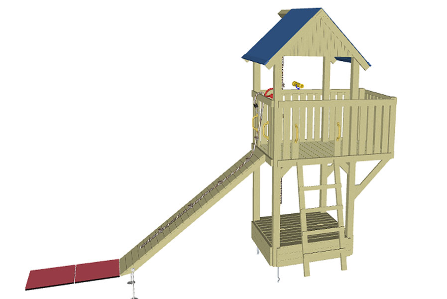 Spielturm Abenteuer mit Klettersteg und Sandkasten