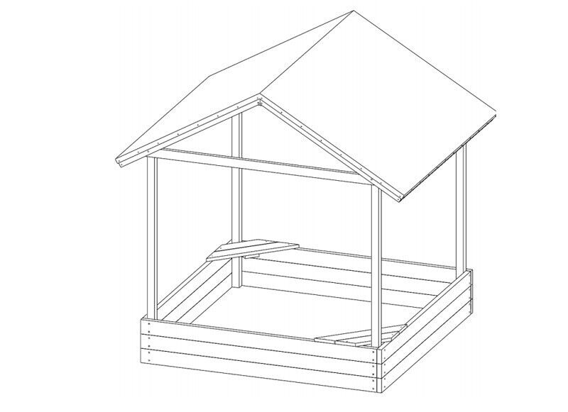 Sandkasten 153x153 cm aus Holz imprägniert