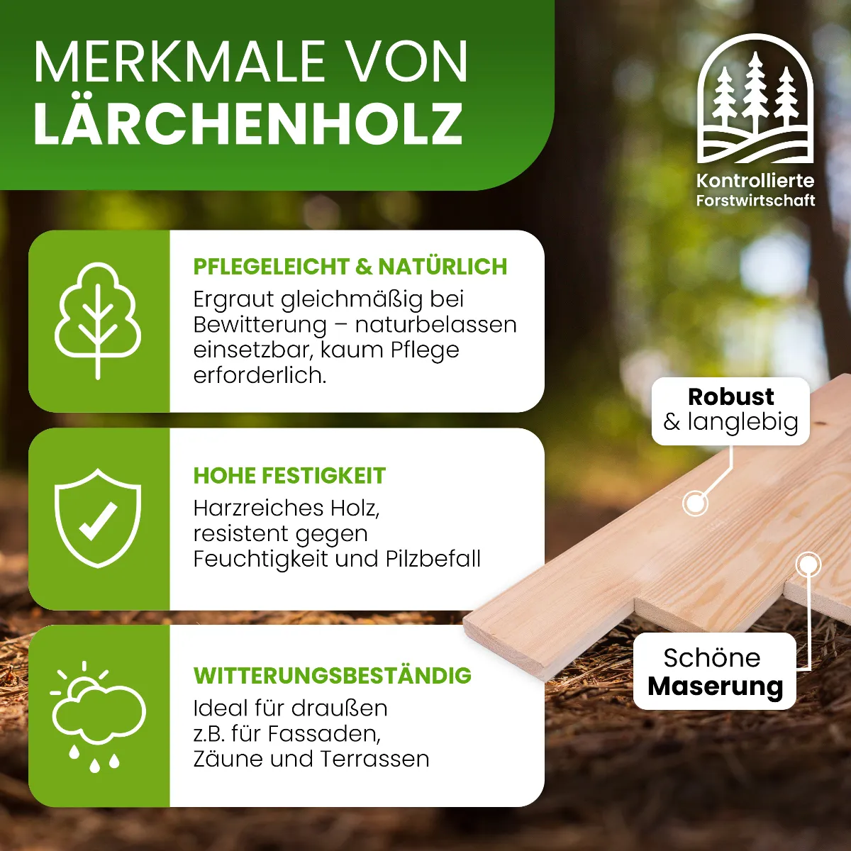 Holzpaket für Gartenzaun Lattenzaun inkl. Schrauben 180 cm breit Lärche natur Typ E 60 cm hoch
