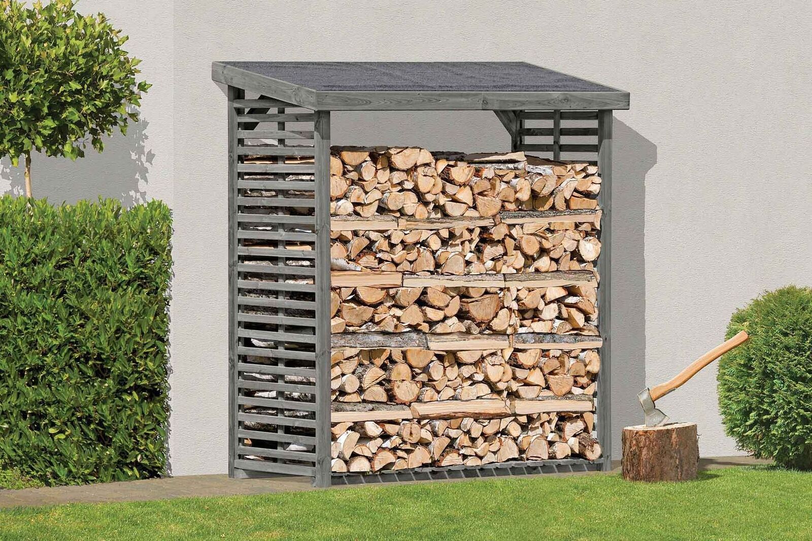 Kaminholzregal grau für 2,3 m³ Holz KDI Holzunterstand Brennholzregal Unterstand für Kaminholz