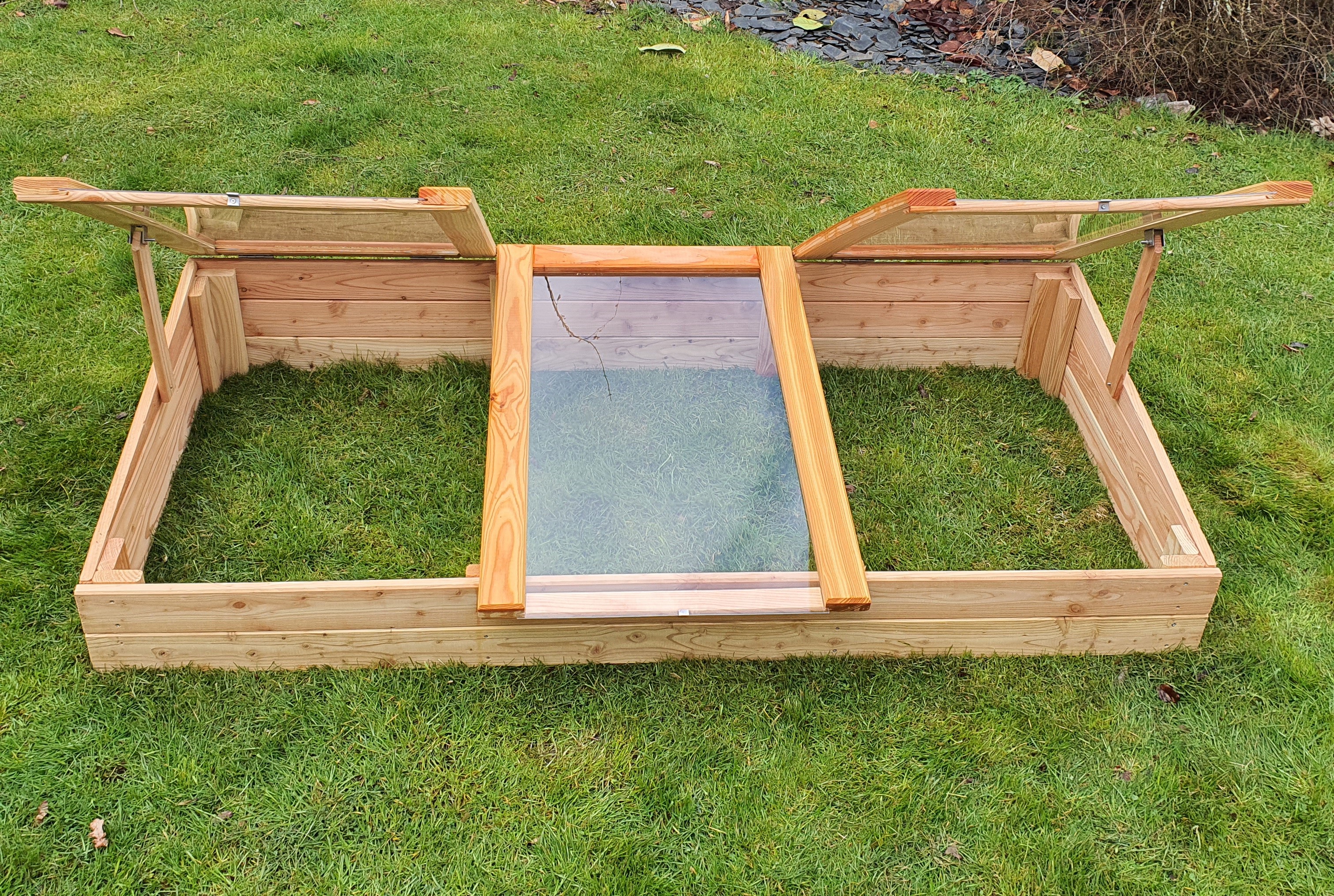 Frühbeet Kräuterbeet 180x80x21/30 cm aus Lärchenholz passend für Hochbeete