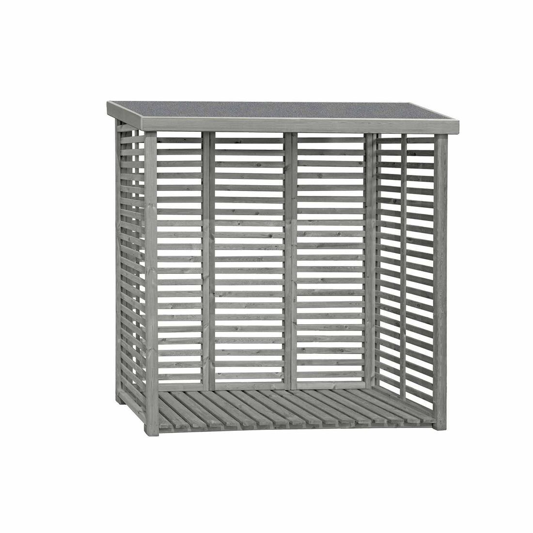 Kaminholzregal mit Rückwand in grau aus Holz Holzlager Kaminholzunterstand