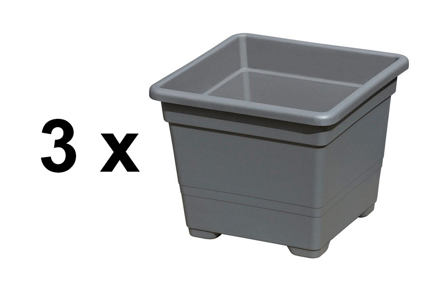 Pflanzkasteneinsatz 32x32x26 cm Pflanzkübel aus Kunststoff grau Volumen 15 Liter