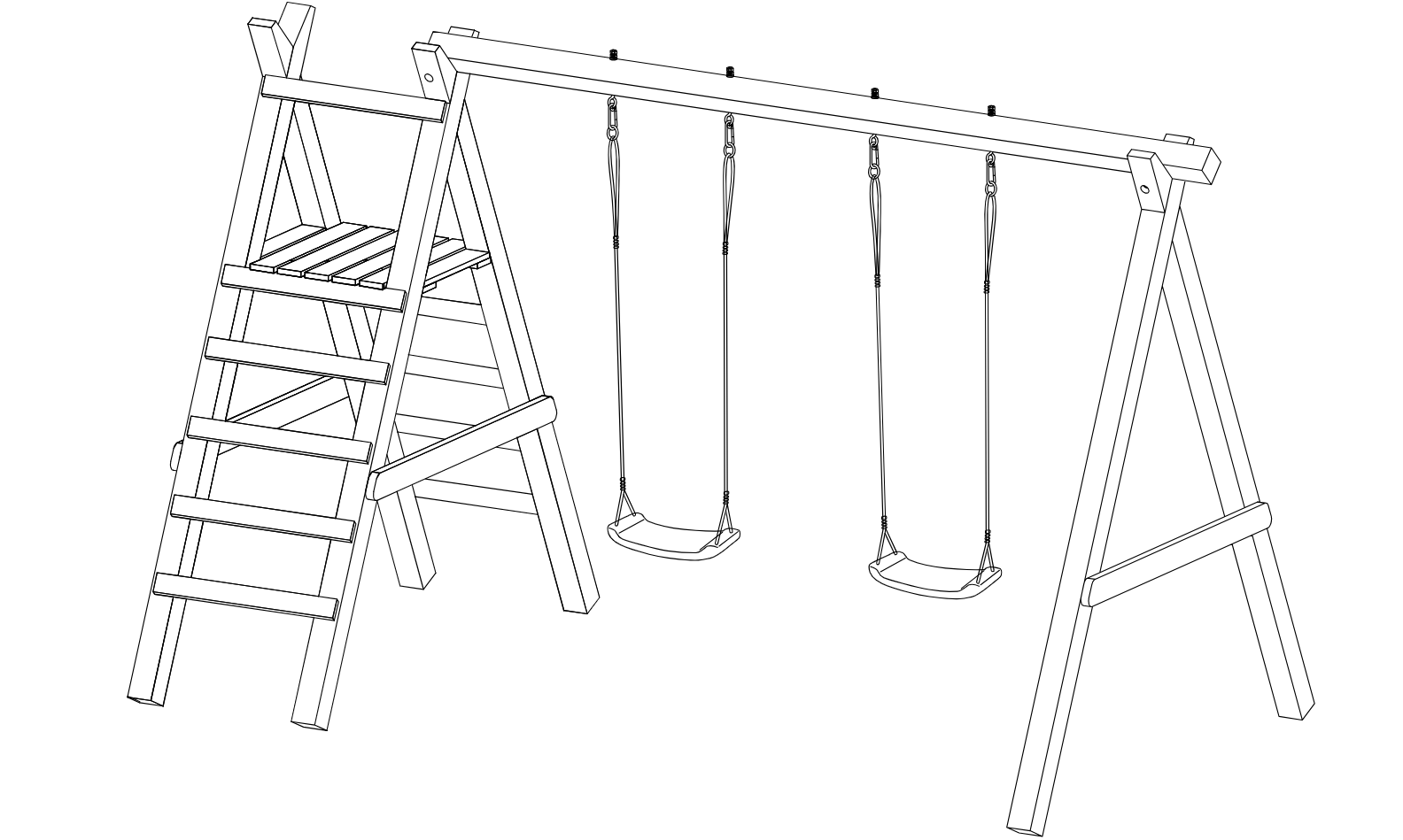 Schaukelgerüst Modell 4.2 mit Doppelschaukel für Kinder mit Podest für Rutsche